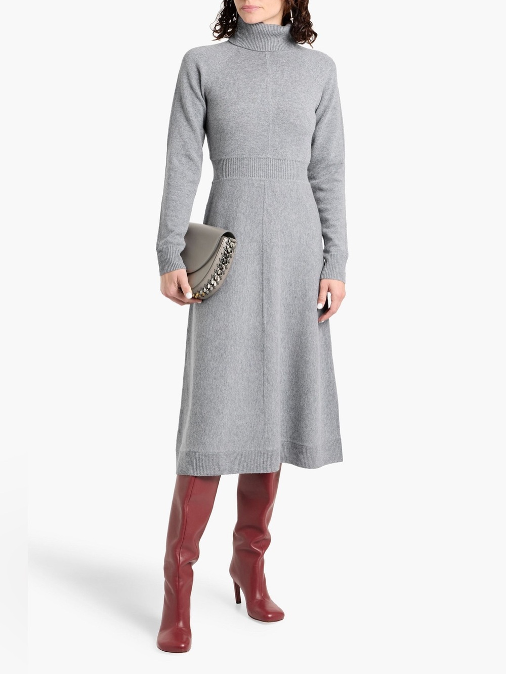 NWT DEREK LAM 10 CROSBY Diana Wool Turtleneck Midi Dress